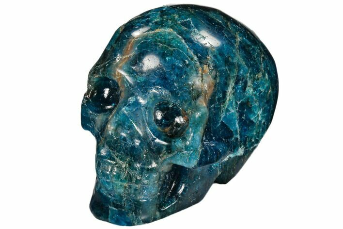 Polished, Bright Blue Apatite Skull - Madagascar #118089
